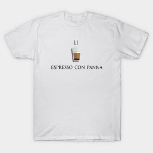 Hot Espresso con panna coffee front view in flat design style T-Shirt